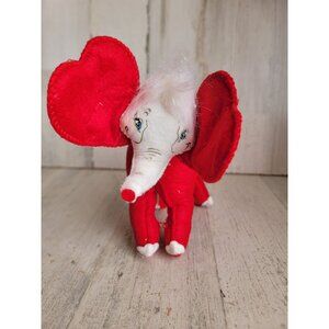 Annalee‎ red elephant heart valentine love plush vintage decor